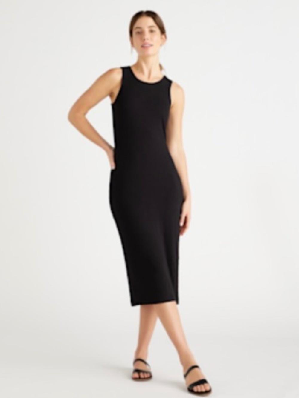 Quince Tencil Rib Knit Sleeveless Dress - Black - Medium